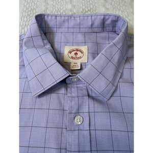 Brooks Brothers Red Fleece Dress Shirt Mens XXL Purple Check Button Front